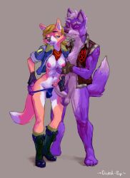 anthro breast_grab breasts canid canine canis clothing couple_(disambiguation) cuddling duo female fox fox_mccloud guttahpup hand_on_breast handjob hi_res invalid_tag male male/female mammal military military_uniform nintendo penile rule_63 sex star_fox undressing uniform video_games vupline wolf wolf_o'donnell