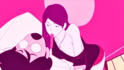 breasts drunk femdom hanuki_ryouko long_tongue sexually_suggestive the_tatami_galaxy tongue tongue_out watashi yojouhan_shinwa_taikei