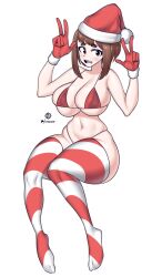 ass big_ass big_breasts big_butt breasts my_hero_academia ochako_uraraka onaeane santa_hat thick_thighs