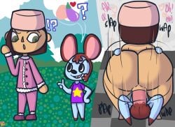 2022 animal_crossing ass balls female_on_top instant_loss_2koma klutzatdusk moose_(animal_crossing) nintendo penis pussy riding small_but_hung small_dom_big_sub vaginal_penetration villager_(animal_crossing)