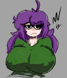 big_breasts female fnf friday_night_funkin nipples_visible_through_clothing purple_hair revie