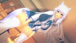 1girls 3d clothing hellhmv indie_virtual_youtuber kemonomimi light-skinned_female long_hair lumi_(merryweather) solo tagme thighhighs virtual_youtuber white_hair wolf_girl