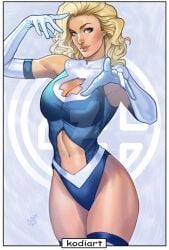 1girls 2021 arm_gloves armwear belly bikini blonde_hair blue_eyes boob_window fantastic_four female female_only human human_only invisible_woman kodiart96 leotard light-skinned_female light_skin long_hair marvel midriff midriff_peek solo stockings sue_storm sue_storm_90s_costume superheroine thigh_highs thighhigh_stockings thighhighs wavy_hair wide_hips