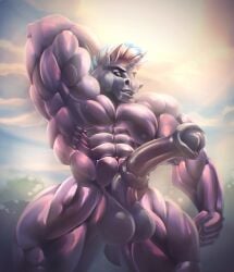 abs absurd_res animal_genitalia animal_penis anthro biceps big_muscles bulge clothing equid equine equine_penis erection flexing genitals hi_res horn horse huge_muscles looking_down male mammal muscular muscular_anthro muscular_male muscular_thighs penis rizzyofen solo underwear unicorn