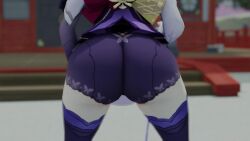 1girls 3d animated ass ass_focus ass_shake from_behind genshin_impact huge_ass japanese_clothes jiggle kishi long_hair purple_hair raiden_shogun short_shorts shorts single_braid solo thick_thighs thighhighs twerking very_long_hair video webm