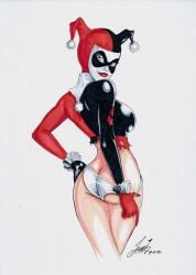 1girls 2012 artist_request ass batman:_the_animated_series batman_(series) dc dc_comics domino_mask female female_only flirting_with_viewer harley_quinn harley_quinn_(classic) jester_cap jester_suit leotard looking_at_viewer looking_over_shoulder no_pants panties panty_pull pulling_down_panties pulling_panties pulling_underwear rear_view ripped_clothing ripped_pantyhose sensual solo spankable tagme_(artist) thick thick_ass thick_thighs underwear white_panties white_underwear