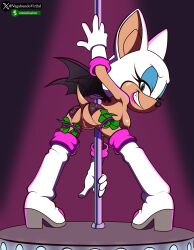 2020s 2025 absurd_res anthro anus ass bat bent_over boots breasts buttplug clothing dancing female footwear gloves handwear hi_res high_heeled_boots high_heels looking_at_viewer mammal money money_in_garter nipples nude plug_(sex_toy) pole pole_dancing presenting presenting_hindquarters rouge_the_bat sega sex_toy shoes smile solo sonic_(series) sonic_the_hedgehog_(series) tail vagabundovir2al_(art) wings