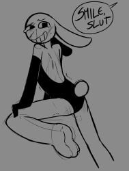 anthro back_view bite bite_mark black_gloves black_outfit bruise bunny bunny_boy cuts degradation dialogue dubious_consent furry gloves grey_background jax_(the_amazing_digital_circus) male male_only nervous_smile no_color pained_expression sad1sticmf sadism shaking shaking_lines sketch tagme tears the_amazing_digital_circus