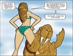 1animal 1boy 1boy1girl 1feral 1girls 1human animal ass beach bikini bikini_bottom bikini_top blubber brown_body brown_hair brown_hair_female clouds comic day day_time daytime dialogue duo english english_dialogue english_text fat_rolls female female_ass female_butt female_human feral feral_male flippers grabbing grabbing_leg hands_on_hips holding_leg human human_female imminent_zoophilia jpeg light-skinned_female light_skin long_hair long_hair_female male male_animal male_feral no_sex no_sex_(yet) no_visible_genitalia nostrils one_eye_closed one_eye_open outdoor outdoors pinniped pulling questionable reno_(artist) sky snout speech_bubble standing standing_up suggestive swimsuit swimwear tail tusk tusks walrus white_woman zoophilia