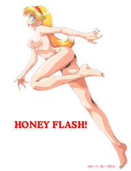 1990s 1998 1girls 20th_century ass bb blonde_hair blue_eyes blush breasts choker curvaceous cutie_honey cutie_honey_flash eyeball_(artist) female female_only hairband heart honey_kisaragi human large_breasts light-skinned_female light_skin long_hair nipples nude smile solo white_background