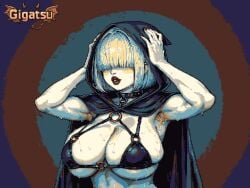 ai_assisted ai_generated animated animation armpits dark_theme gigatsu goth goth_girl gothic hood limited_palette pixel_animation pixel_art sexy sexy_body twitching white_skin