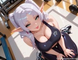 1girls ai_generated big_breasts breasts female female_focus female_only frieren frieren_beyond_journey's_end from_above green_eyes high_resolution highres huge_boobs huge_breasts kaistar large_boobs large_breasts looking_at_viewer patreon solo solo_female solo_focus sousou_no_frieren tongue tongue_out