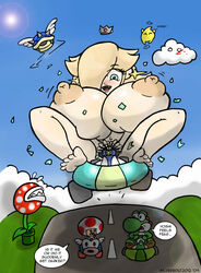 2009 areolae big_breasts breasts fear female giant giantess luma macro male mario_(series) mario_kart nintendo nipples nude piranha_plant princess_rosalina silverbolt2012 size_difference smooth_skin speech_bubble toad_(mario) yoshi