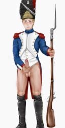 big_penis blonde_hair blue_eyes erect_penis erection flustered french gay guts_&amp;_blackpowder guts_and_blackpowder handjob jerking jerkingoff military military_hat military_uniform muscular_thighs roblox roblox_game robloxian scar_on_face self_upload soldier sweat tagme tagme_(artist)