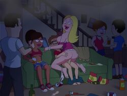 3boys 3girls age_difference age_gap american_dad blonde_hair bouncing_breasts breasts cartoon_milf cigarette cowgirl_position cum cum_in_pussy cum_inside cum_on_ass cum_on_floor deep_penetration exhibitionism filmed filming filming_sex francine_smith hand_on_ass holding_cigarette incest indoors light-skinned_female light-skinned_male light_skin longer_than_30_seconds milf mother_and_son multiple_boys multiple_girls nutting older_female orgasm panties_around_one_leg parent_and_child party party_sex public_sex recording sex sfan shirt_pulled_down smoking sound steve_smith tagme teenage_male teenager trash upright_straddle vaginal_penetration video visible_breasts voyeurism watching_sex younger_male