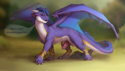 animal_genitalia balls black_claws blue_body blue_fur blue_mane by_dream claws dragon feral fur genitals half-erect hi_res horn juli_(minijuli) male mane markings membrane_(anatomy) membranous_wings mythological_creature mythological_scalie mythology penis pink_penis purple_body purple_mane purple_scales scales scalie see_something_you_like sheath solo white_body white_horn white_scales wings yellow_body yellow_markings