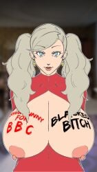 1girls 9:16 alternate_version_available ann_takamaki big_breasts blacked blonde_hair blue_eyes breasts female female_only huge_breasts large_breasts light-skinned_female megami_tensei n92go persona persona_5 red_leather snowbunny source_request twintails
