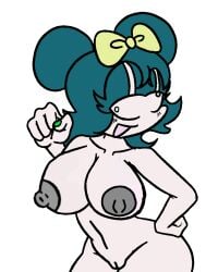 1girls :d ass_visible_through_thighs big_breasts bikini black_hair blue_hair bow breasts chubby disney edit edited female female_only friday_night_funkin friday_night_funkin_mod green_areola green_bikini hair_bow hand_on_hip hand_on_own_hip large_breasts michaela_(gondamouse) mouse_ears nail_polish open_mouth rabbit5gamer short_hair solo thick_thighs thighs tie underwear vs_mouse white-skinned_female white_skin