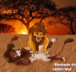 2boys chris_mckinley collaboration cum disney feline feral fondling gay kovu lion lonewolf male male_only masturbation orgasm penis raised_leg simba the_lion_king the_lion_king_ii:_simba's_pride yaoi