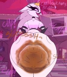 helluva_boss intentional_soiling messing scat soiling soiling_clothing stella_(helluva_boss) twerk twerking writtingwithchalk