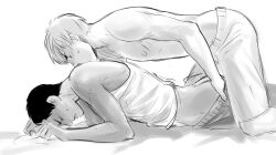 2boys aomine_daiki back_kiss before_sex clothes daiki_aomine foreplay gay kagami_taiga taiga_kagami