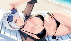 1girls ai_generated angel_(kof) beach bikini female king_of_fighters latina latina_female mexican mexican_female nude_female snk summer tagme white_hair