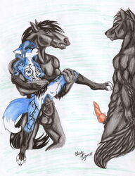 anthro balls bluetigress breasts canine clitoris closed_eyes cum equine erection eyes female fox from_behind fur furry hair hooves horse horsecock kinara knot male nipples nude penetration penis pussy raised_leg sex spread_legs spreading straight tail tattoo vaginal_penetration wolf