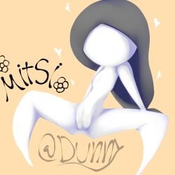 animator_vs_animation dunnythebunny grey_hair mitsi_(animator_vs_animation) nude nude_female pussy pussy_juice simple_background small_breasts stick_figure stickman twitter_username vagina white_skin