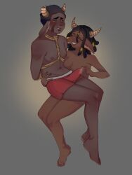 anthro bison bodily_fluids bondage bound bovid bovine clothing dominant dominant_female duo erection erection_under_clothing female genital_fluids hi_res human humanoid leaking_precum male male/female mammal nude nude_female precum restraints rope rope_bondage rope_harness teasing underwear yawuarts