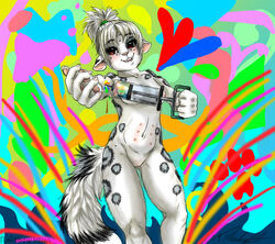 2009 black breasts drugs feline female foreshortening furry grey hair looking_at_viewer multi_nipple mushi_makino mushicrosshairs navel nipples nude open_mouth psychedelic pussy rainbow red_eyes short_hair snow_leopard spots standing syringe taste_the_rainbow topknot trippy what white_fur white_hair