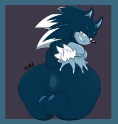 anthro anus ass balls big_anus big_balls big_butt claws eulipotyphlan flamez genitals half-closed_eyes hand_imprint hand_on_butt hedgehog hi_res imprint looking_back male mammal muscular muscular_male narrowed_eyes sega sharp_teeth simple_background smile solo sonic_the_hedgehog sonic_the_hedgehog_(series) sonic_the_werehog sonic_unleashed teeth thick_thighs werecreature wereeulipotyphlan