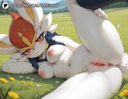 1girls ai_generated animal_ears animal_nose anus artist_name ass ass_bigger_than_head ass_cleavage ass_crack ass_focus asshole big_ass big_butt big_thighs blue_fur blue_sky blurry blush body_fur breasts bug butt_crack butt_focus butterfly buttocks cinderace closed_mouth cloud day female female_only flower furry furry_breasts furry_ears furry_female furry_only furry_tail grass half-closed_eyes hind_legs juicy_ass juicy_butt juicy_pussy large_ass large_butt large_thighs leg_up legs looking_at_viewer lying medium_breasts meevow naked navel nipples nude on_side outdoors pokémon_(species) pokemon pokemon_(species) presenting pussy rabbit_ears rabbit_girl rabbit_tail red_eyes red_hair short_hair sky solo spread_legs stomach tail thicc thicc_thighs thick thick_ass thick_butt thick_hips thick_legs thick_thighs uncensored vagina vulva white_flower white_fur yellow_flower yellow_fur yiff