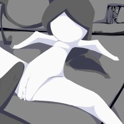 animator_vs_animation dunnythebunny grey_hair grey_penis mitsi_(animator_vs_animation) nude nude_female pussy pussy_lips simple_background small_breasts stick_figure stick_figure_(species) stickman twitter_username vagina white_skin