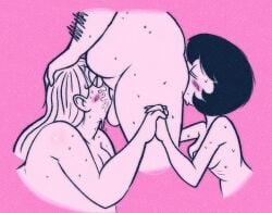 1boy 2girls blue_plate_special chubby chubby_female chubby_male deepthroat fellatio female_rimming_male oral oral_sex overweight overweight_female overweight_male rimming_male the_garbager619 threesome