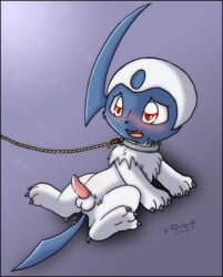 1boy 2009 absol balls collar cum leash male male_only nintendo penis pokemon pokemon_(species) pokemon_rse precum red_eyes rope route9 solo tail white_fur