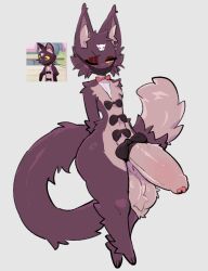 angry anthro balls big_balls big_penis big_tail blue_eyes bow_ribbon bow_tie brown_body brown_fur face_mask felid feline femboy fluffy fluffy_balls fluffy_foreskin fluffy_penis fluffy_tail foreskin fur genitals long_tail male mammal penis shiyaa_stuff shy skull_accessory solo tail taileep_(honkai:_nexus_anima) thick_thighs yellow_sclera