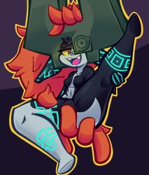 1girls 2024 censored concaerus convenient_censoring fangs imminent_fingering imminent_masturbation leg_lift looking_at_viewer midna navel one_leg_up open_mouth orange_hair prehensile_hair red_eyes small_breasts spread_legs tagme the_legend_of_zelda very_long_hair yellow_sclera