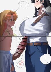 ... 1futa 1girls balls big_breasts big_penis black_hair blonde_hair breasts closed_eyes female futa/female futa_on_female futanari green_eyes heart huge_breasts huge_cock long_hair looking_at_viewer nagi_arato penis ruri_rocks simple_background size_difference speech_bubble tanigawa_ruri testicles vein veins veiny veiny_penis white_background
