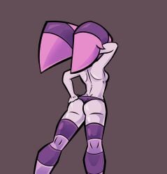 1girls 2024 arm_up ass black_panties black_thong breasts concaerus dc_comics female from_behind jinx_(dc) one_arm_up panties pink_hair sideboob small_breasts standing striped_legwear tagme teen_titans thighhighs thong topless