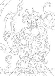 1boy balls big_balls claws cum erection fins gills grin hi_res hyper kraken looking_at_viewer male male_only marine masturbation muscles nude penis precum presenting scalie scylla solo standing tentacle vishis