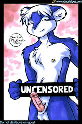 1boy 2001 balls blue blue_eyes chest_tuft clubstripes daria_mcgrain furry hair male male_only nipple_piercing nipple_ring nipples penis piercing short_hair skunk solo standing tail uncensored white_hair