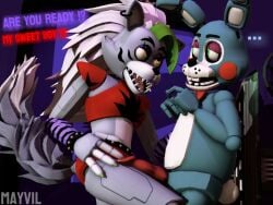 2025 3d 3d_(artwork) 3d_model bunny bunny_boy cute_male dominant_female duo five_nights_at_freddy's five_nights_at_freddy's:_security_breach five_nights_at_freddy's_2 male/female mayvil penis prisma3d robot robot_boy robot_girl robot_on_robot roxanne_wolf_(fnaf) scottgames size_difference smaller_male_larger_female text toy_bonnie_(fnaf) wolf wolf_girl yellow_eyes_female