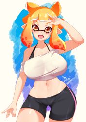 1girls 2022 breasts female female_only hips huge_breasts inkling inkling_girl nintendo short_hair slim_waist splatoon tentacle_hair thick_thighs thighs tiger1001 voluptuous wide_hips yellow_hair