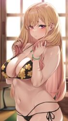 1girls 2022 big_breasts black_thong blonde_hair bulging_breasts ear_piercing earring gyaru high_resolution kitagawa_marin long_hair looking_at_viewer moisture_(chichi) red_eyes seductive_eyes seductive_look sono_bisque_doll_wa_koi_wo_suru tagme