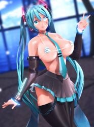 3d bikini blue_eyes blue_hair hatsune_miku large_breasts maroshoo mmd vocaloid