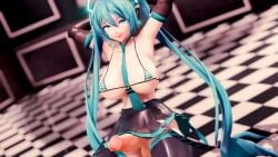 3d bikini blue_eyes blue_hair hatsune_miku large_breasts maroshoo mmd vocaloid