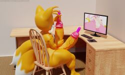 2_penises 2_tails 3d 3d_(artwork) amy_rose anthro ass big_ass big_butt big_penis blender canine chair computer denizen1414 desk dildo dildo_in_penis diphallia diphallism erection facing_away femboy fox hand_on_dildo hand_on_penis hedgehog hornybunny huge_ass huge_butt huge_cock keyboard looking_at_screen male mouse mouse_pad multi_penis penis sega sex_toy sonic_(series) sonic_the_hedgehog_(series) sounding tagme tails tails_the_fox thick_thighs thighs two_dildos wide_hips wooden_chair yellow_skin