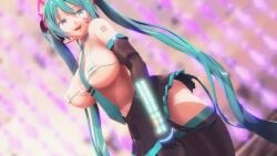 3d bikini blue_eyes blue_hair hatsune_miku large_breasts maroshoo mmd vocaloid