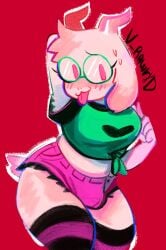 1boy 2d anthro anthro_male anthro_only blush caprine clothed clothing deltarune femboy fur furry furry_male furry_only glasses goat humanoid humanoid_male humanoid_only male male_only mammal mammal_humanoid pink_eyes ralsei shorts smile solo stockings tail thick_thighs thighs tongue tongue_out undertale_(series) v_rawr