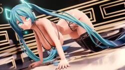 3d bikini blue_eyes blue_hair hatsune_miku large_breasts maroshoo mmd vocaloid